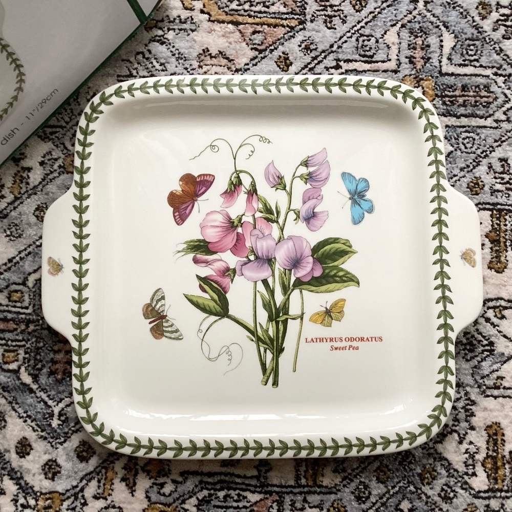 Portmeirion Botanic Garden 11” square handled dessert dish